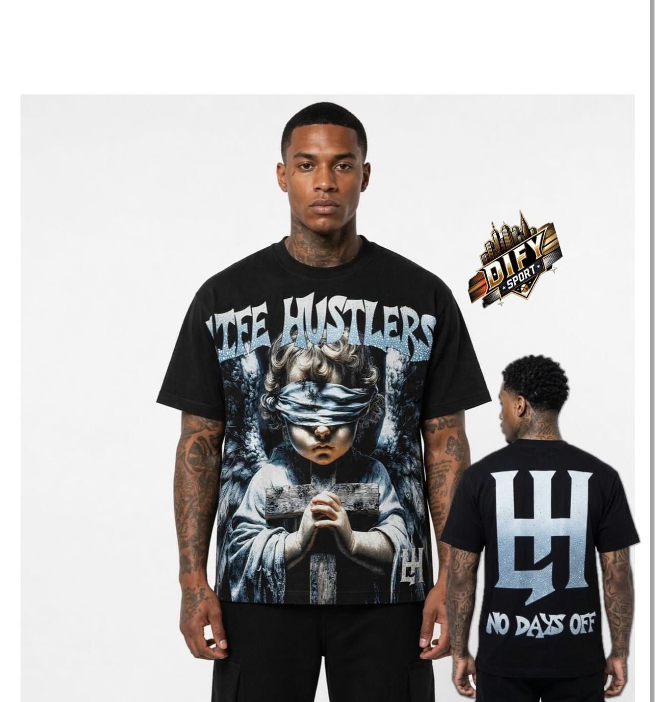 Life hustlers tee angel(black)