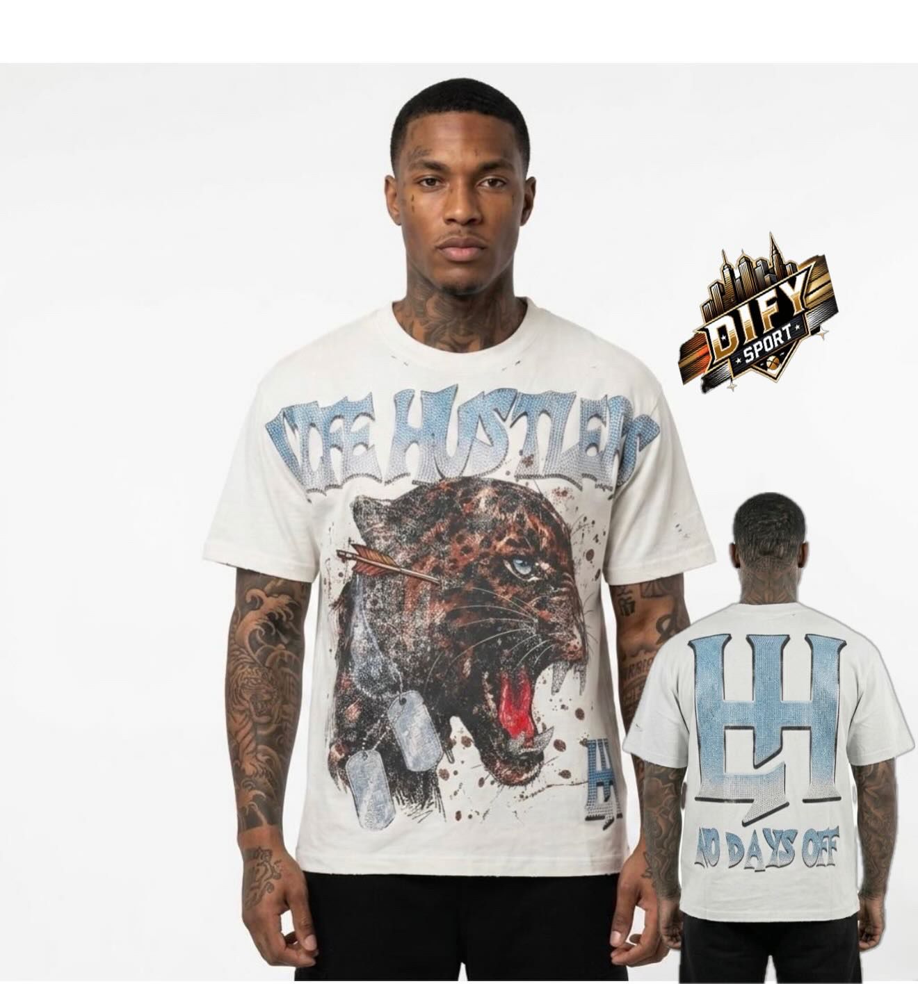 Life hustlers tee leopard(white)